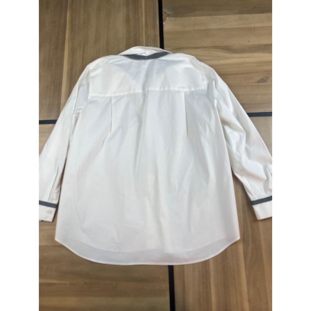 Lafayette 148 New York Womens White Button Down Shirt Top Long Sleeve‎ Size L - Picture 9 of 9